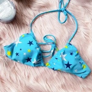 Blue Yellow and White Stars Bikini Top Size M